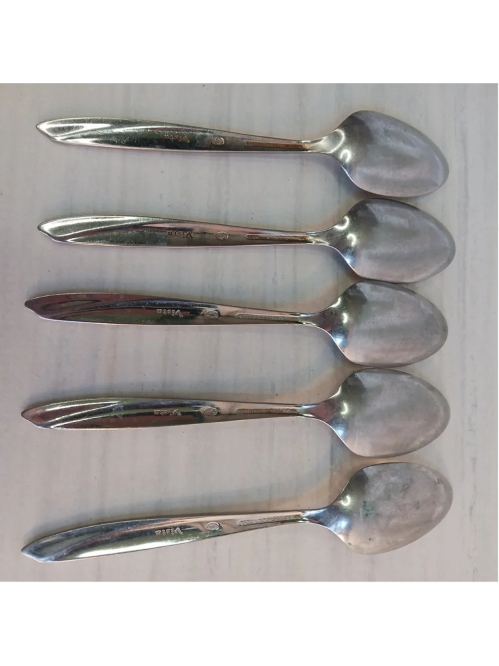 Oneida VISTA Wm A Rogers Stainless Flatware Set of 5 Tea Spoons Vtg